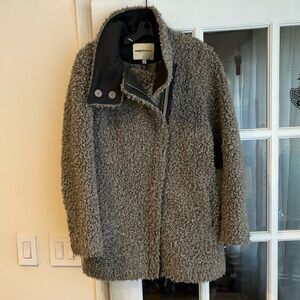Clements Ribiero SzS gray sherpa teddy coat